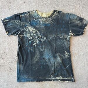 y2k AFFLICTION blue Mens All-Over Print Graphic